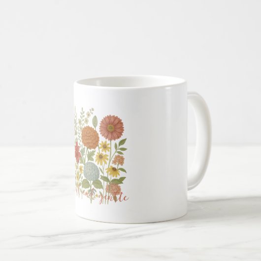 Mug bohème floral "Wild and Gentle" Inspirant (Devant droit)