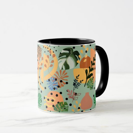 Mug boho abstract tropical pattern -minimal leaf desig (Devant droit)