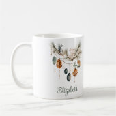 Mug Boho Aquarelle Ornement de Noël Nom personnalisé (Gauche)