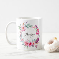 Boho Aquarelle Peonies roses Fleurs Wreath