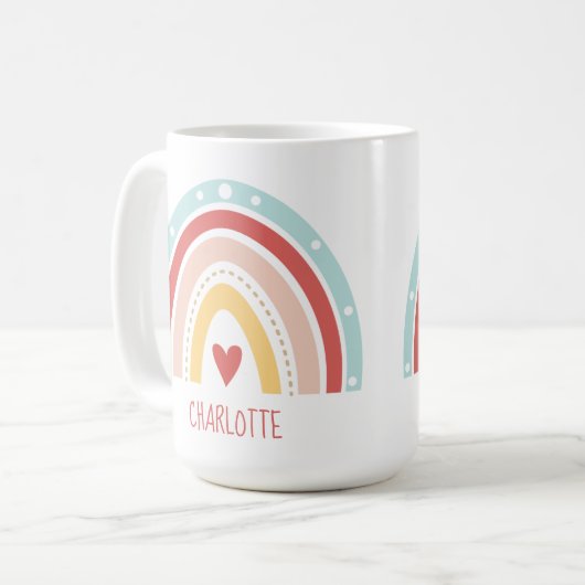 Mug Boho Arc-en-ciel Nom Aquarelle (Devant gauche)