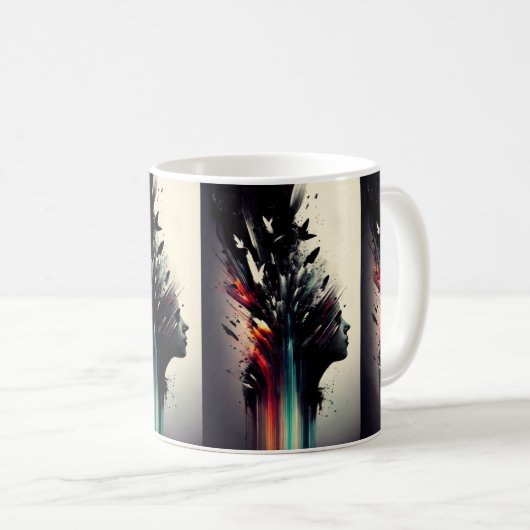 Mug Boho art abstrait avec visage de fille (Devant droit)