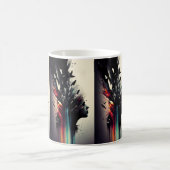 Mug Boho art abstrait avec visage de fille (Centre)