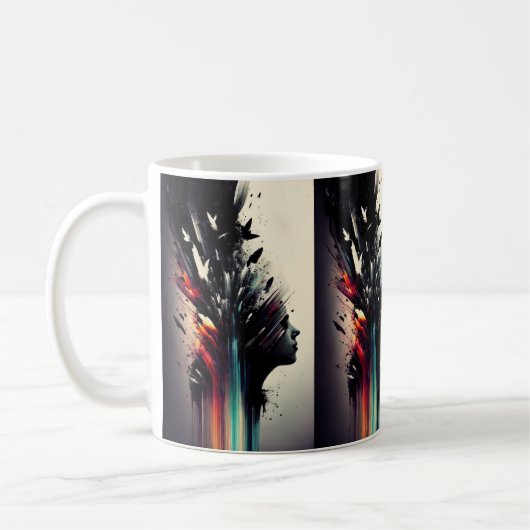 Mug Boho art abstrait avec visage de fille (Gauche)