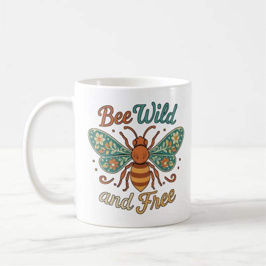 Mug Boho Bee Wild and Free Floral (Gauche)