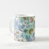 Mug Boho bleu vert floral botanique fantaisiste (Devant gauche)