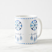 Mug Boho Blue Celestial Mandala Dreamcatcher Monogramm (Devant droit)