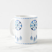 Mug Boho Blue Celestial Sky Mandala Chic Dreamcatcher (Devant gauche)