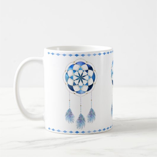 Mug Boho Blue Celestial Sky Mandala Chic Dreamcatcher (Gauche)