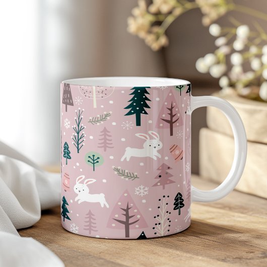 Mug Boho Blush Pink Winter Woodland Noël