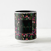 Mug Boho Botanique Aquarelle Fleurs Noir (Centre)