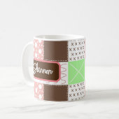 Mug Boho Brown, Bourgogne, vert et mauve Whimsical (Devant gauche)