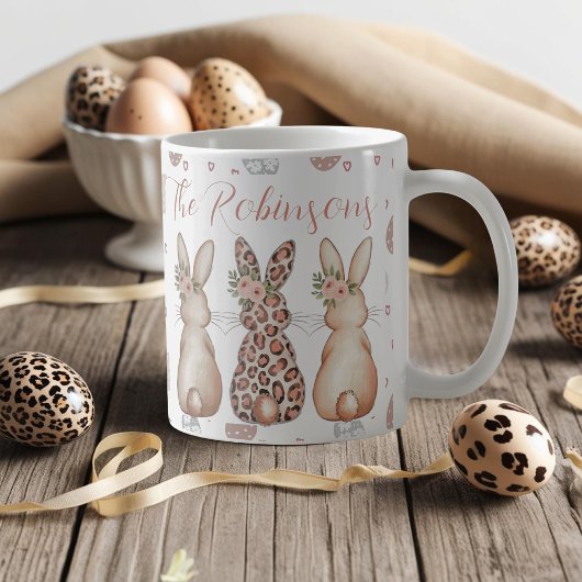 Mug Boho Bunnies Floral Personnalisé Pâques