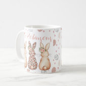 Mug Boho Bunnies Floral Personnalisé Pâques (Devant gauche)