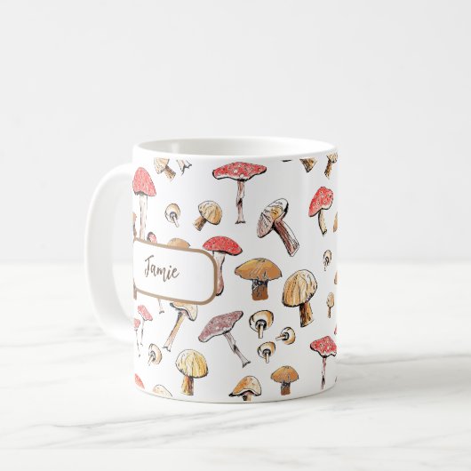 Mug Boho Champignons Toadstools à main personnalisés (Devant gauche)