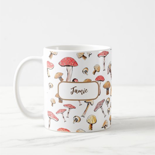 Mug Boho Champignons Toadstools à main personnalisés (Gauche)