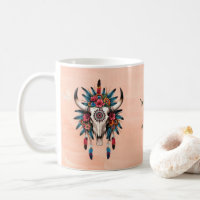 Boho Chic Aquarelle Tribal Floral Vache Crâne