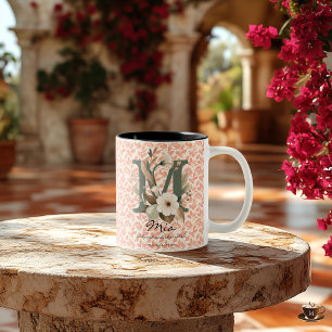 Mug Boho Chic Fleuris Prénom Personnalisé pour Mia