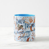 Mug Boho chic floral lune avec feuilles cuivrées et bl (Centre)