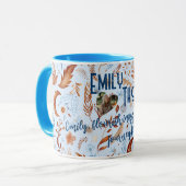 Mug Boho chic floral lune avec feuilles cuivrées et bl (Devant gauche)