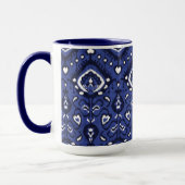 Mug Boho chic marine bleu et blanc ikat motifs tribaux (Gauche)