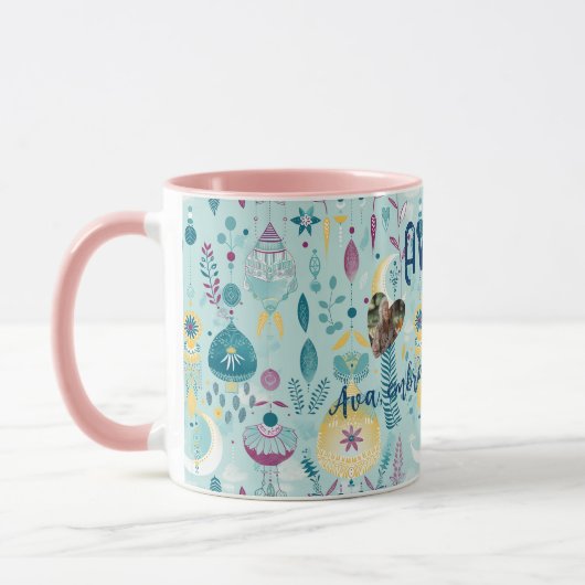 Mug Boho chic moons and lanterns in turquoise and gold (Gauche)