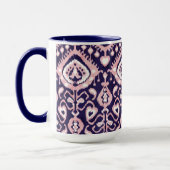 Mug Boho chic rose et motif de la tribu ikat marine (Gauche)