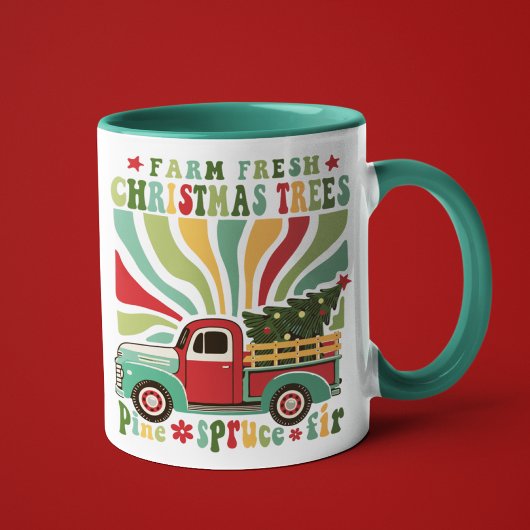 Mug Boho Christmas Farm Arbres frais Camion