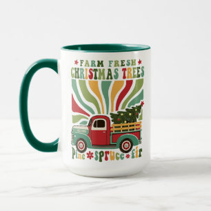 Mug Boho Christmas Farm Arbres frais Camion
