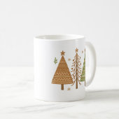 Mug Boho Christmas Trees Neutral Holiday Style (Devant droit)