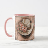 Mug Boho cowgirl fleurs casquette et saumon (Gauche)