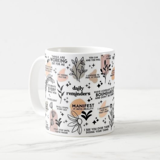 Mug Boho Daily rappelle les affirmations Mug, 11 oz (Devant gauche)
