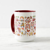 Mug Boho Daisy Fleurs Retro Super Floral design (Devant gauche)