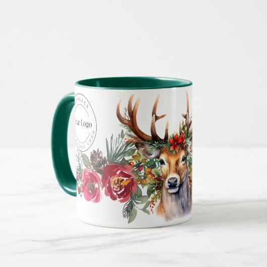 Mug Boho de vacances avec logo d'entreprise (Devant gauche)