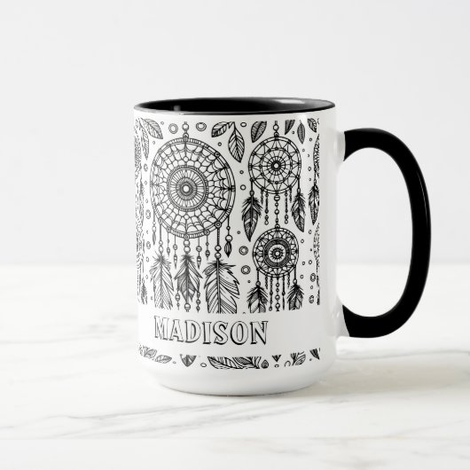 Mug Boho Dreamcatcher Feathers Nom de coloration (Droite)