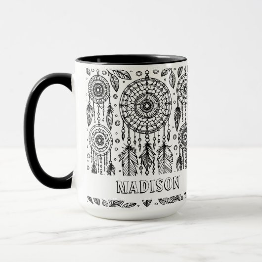 Mug Boho Dreamcatcher Feathers Nom de coloration (Gauche)
