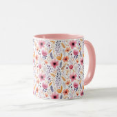 Mug Boho Fleur de Sable Rose Orange Pourpre Corail Flo (Devant droit)