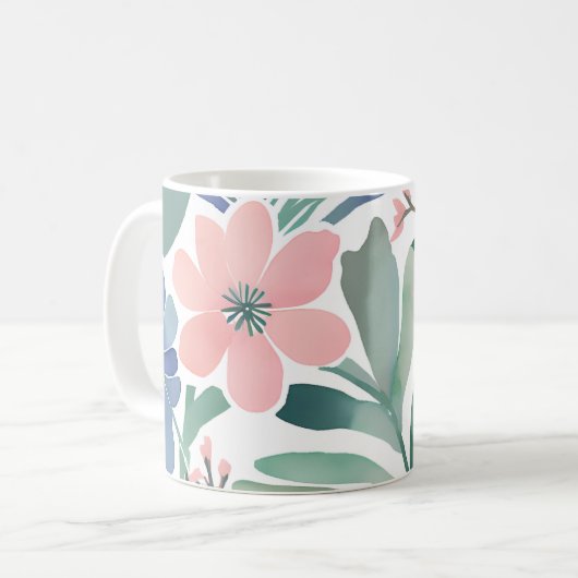 Mug Boho Fleur sauvage Aquarelle Floral Pastel (Devant gauche)
