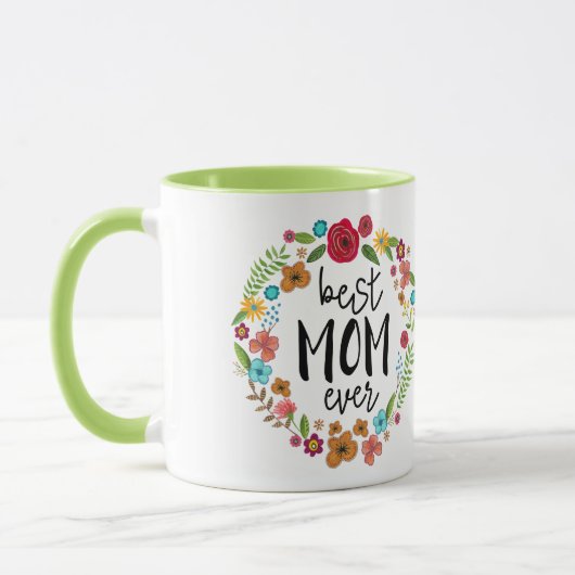 Mug Boho fleurie verte fille mère jour meilleure mère  (Gauche)