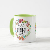 Mug Boho fleurie verte fille mère jour meilleure mère  (Devant gauche)
