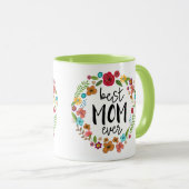 Mug Boho fleurie verte fille mère jour meilleure mère  (Devant droit)