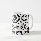Mug Boho fleurs Motif floral vectoriel noir et blanc (Devant droit)