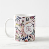 Mug Boho Fleurs rose Sage Vert Monogramme (Gauche)