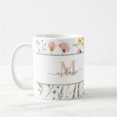Mug Boho Fleurs sauvages Nom personnalisé Monogramme (Gauche)