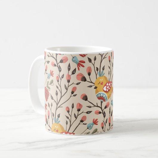 Mug Boho Floral Birds Motif de jardin (Devant gauche)