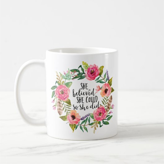 Mug Boho floral Elle croyait qu'elle le pouvait (Gauche)