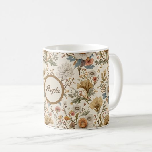 Mug Boho Floral en beige (Devant droit)