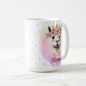 Mug Boho Floral Fleur sauvage Llama Joli animal rose (Devant droit)
