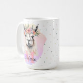 Mug Boho Floral Fleur sauvage Llama Joli animal rose (Devant gauche)