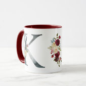 Mug Boho Floral Monogram K Café (Devant gauche)